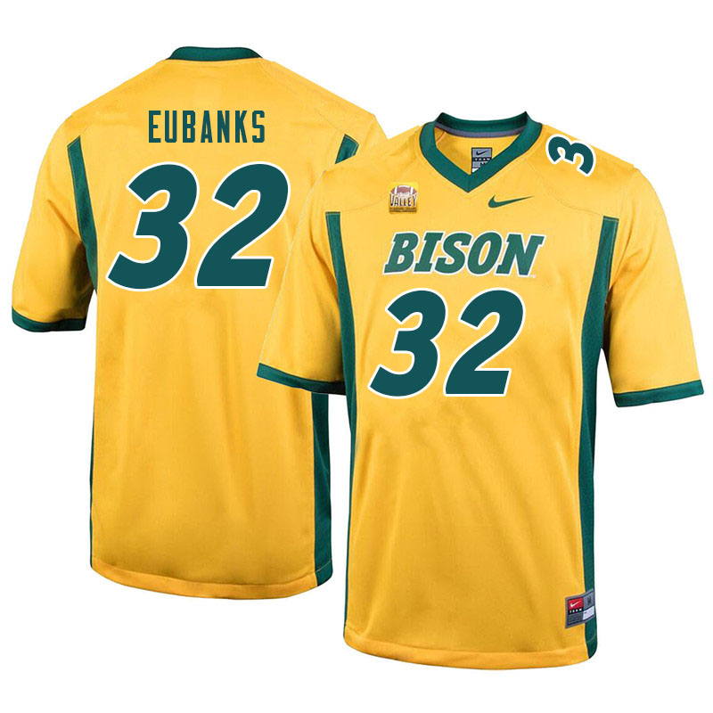 Men #32 Courtney Eubanks North Dakota State Bison College Football Jerseys Sale-Yellow